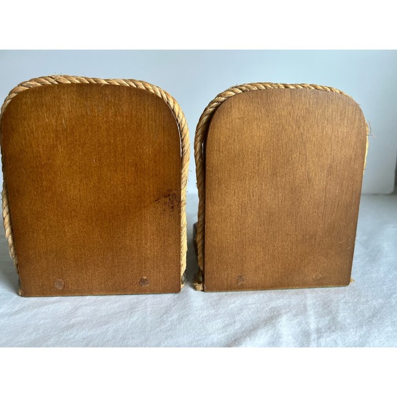 Vintage Anchor Bookends Wooden with Anchor Rope Nautical - Picture 8 of 10